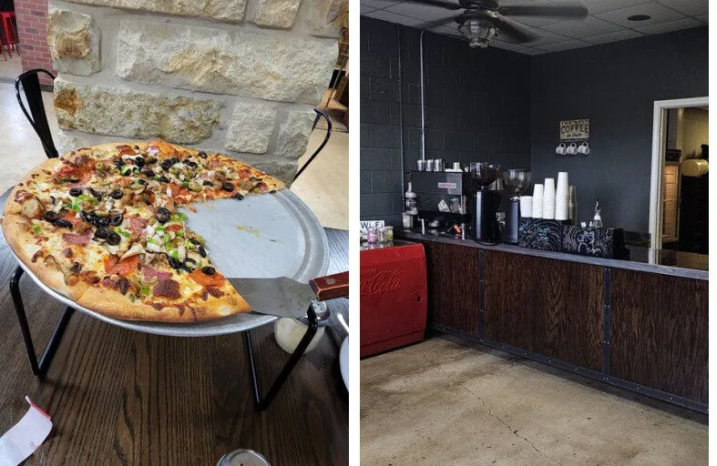 Wood-fired pizza fresh from the oven at The Dough Joe in Bandera