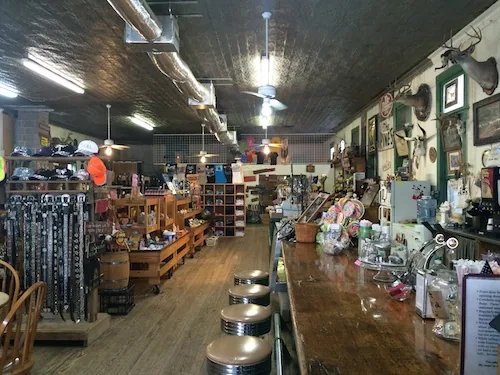Ice cream counter and soda fountain inside The General Store in Bandera